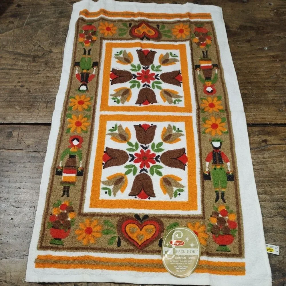Vintage Towels & Wash Cloth Kitchen Hand Towels Cotton Made USA Home Sweet NEW